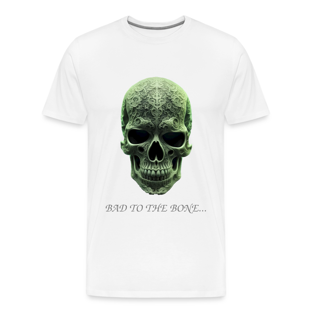 BAD TO THE BONE!! MEN'S PREMIUM T-SHIRT - white