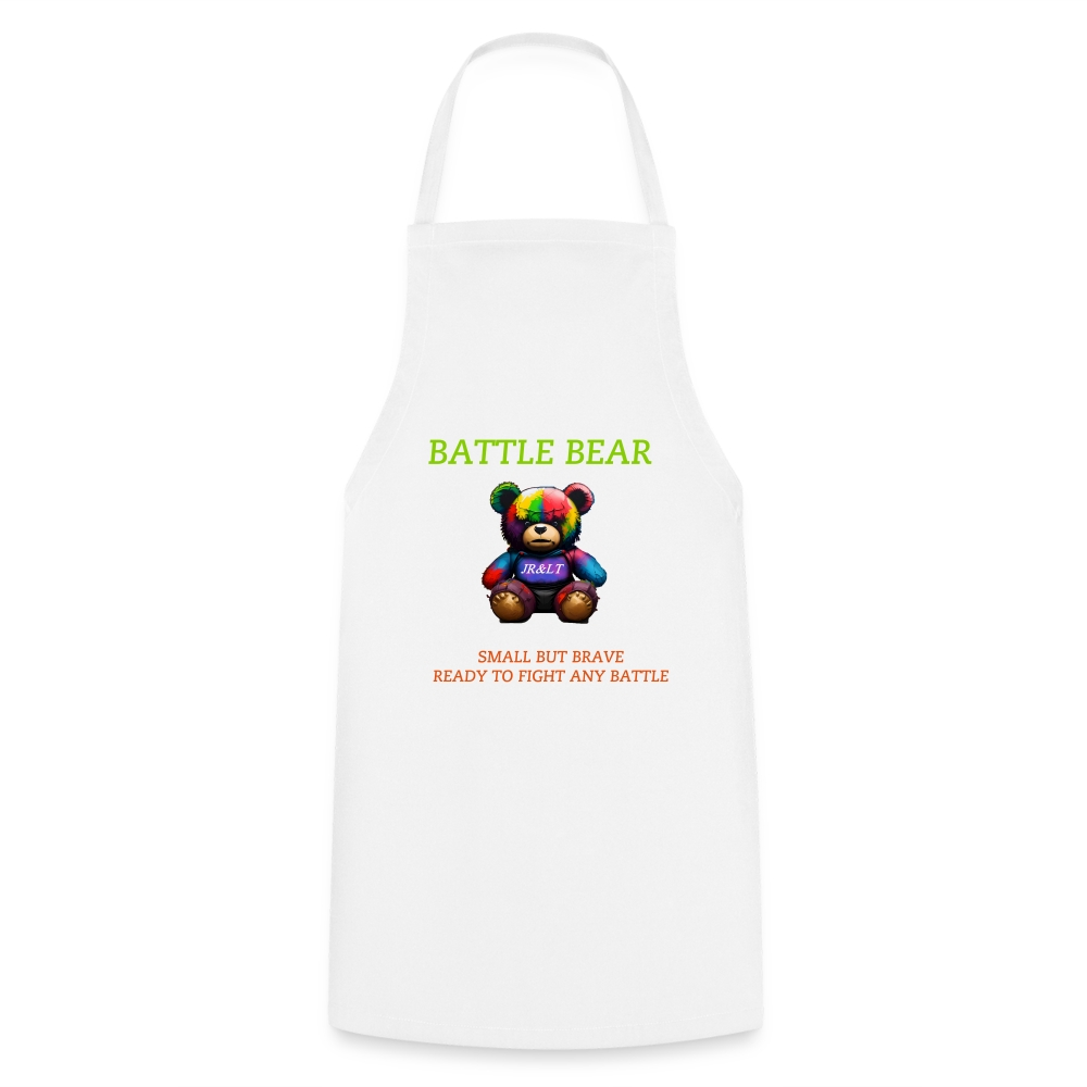 BATTLE BEAR!! ADULT APRON - white