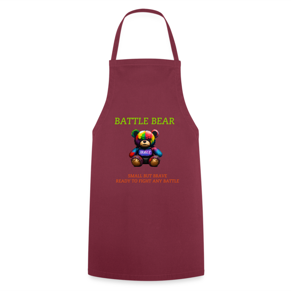 BATTLE BEAR!! ADULT APRON - bordeaux