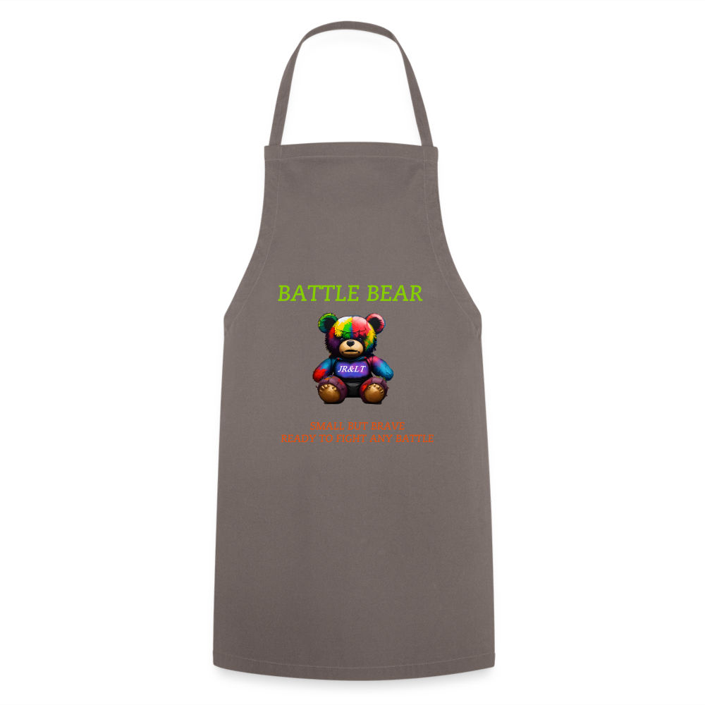 BATTLE BEAR!! ADULT APRON - grey