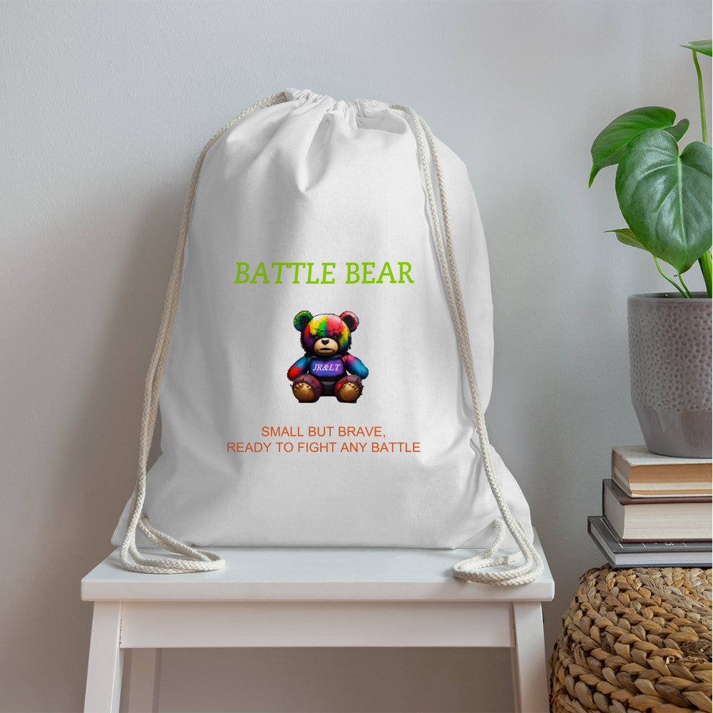 BATTLE BEAR!! DRAW STRING BAG - white