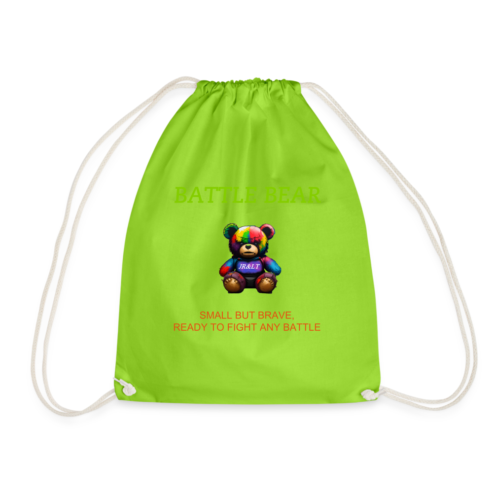 BATTLE BEAR!! DRAW STRING BAG - neon green