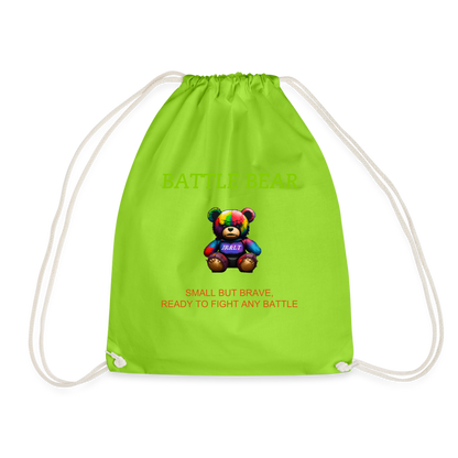 BATTLE BEAR!! DRAW STRING BAG - neon green