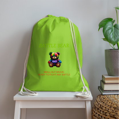 BATTLE BEAR!! DRAW STRING BAG - neon green