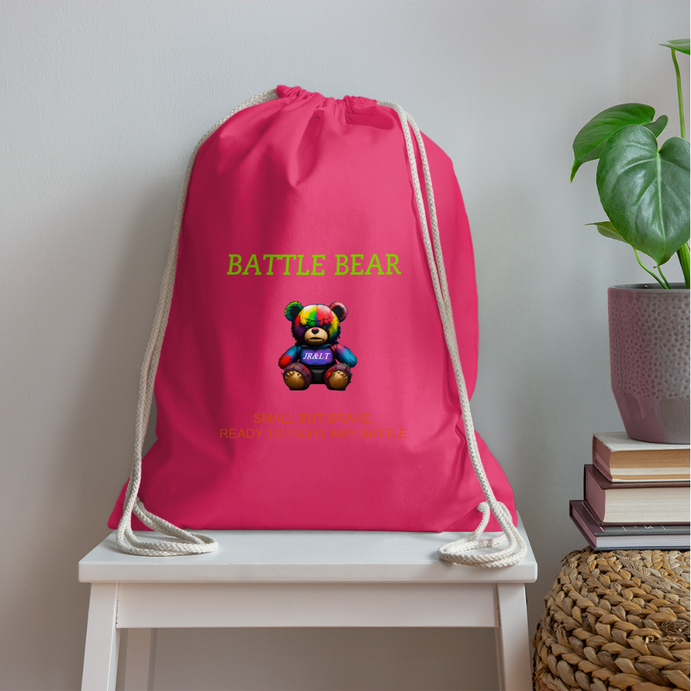 BATTLE BEAR!! DRAW STRING BAG - fuchsia