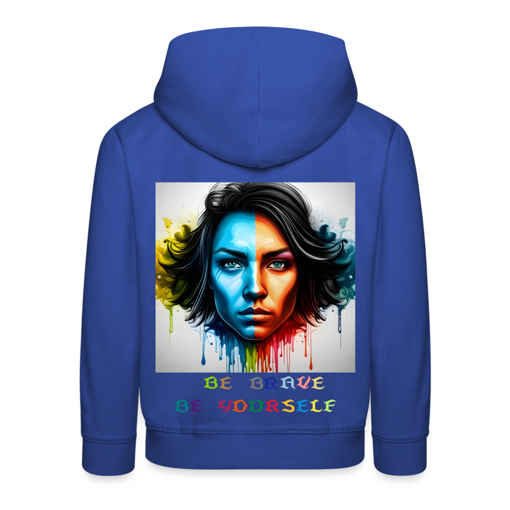 BE BRAVE BE YOURSELF - CHILDREN'S HOODIE - royal blue