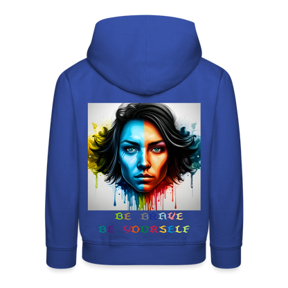 BE BRAVE BE YOURSELF - CHILDREN'S HOODIE - royal blue