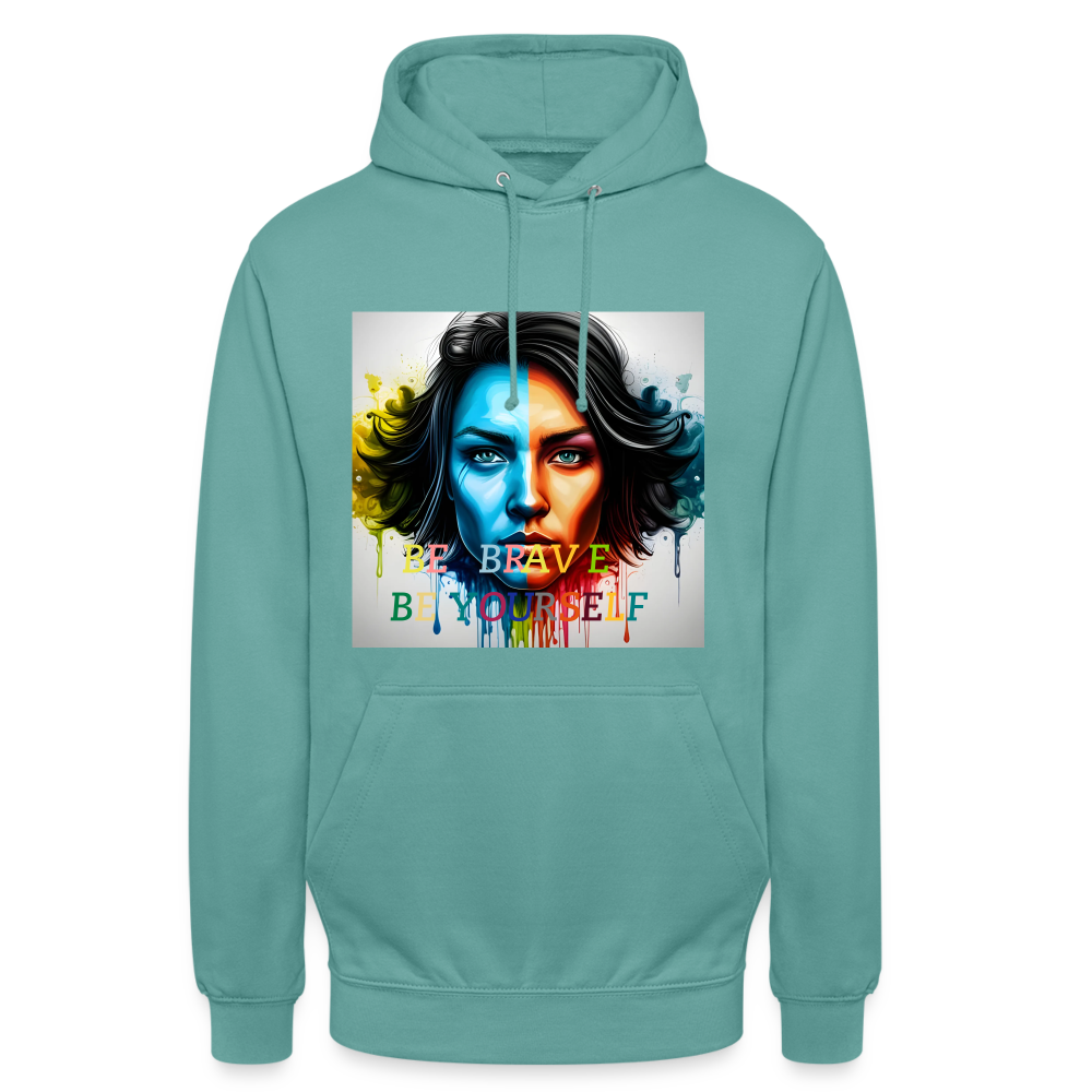 BE BRAVE BE YOURSELF!! WOMENS HOODIE - pastel turquoise