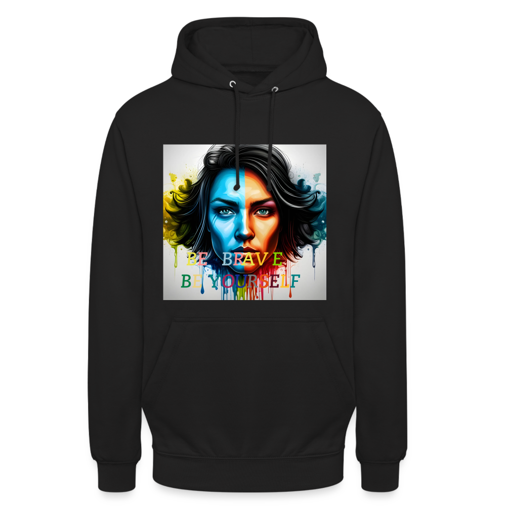 BE BRAVE BE YOURSELF!! WOMENS HOODIE - black