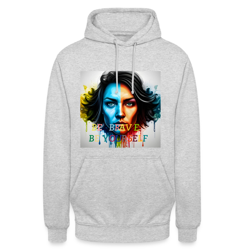 BE BRAVE BE YOURSELF!! WOMENS HOODIE - light heather grey