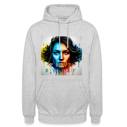 BE BRAVE BE YOURSELF!! WOMENS HOODIE - light heather grey