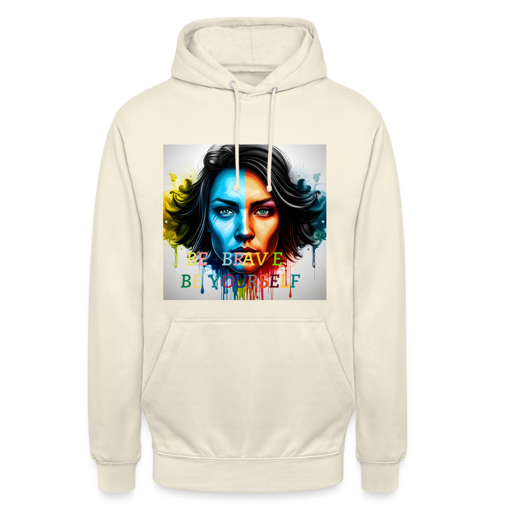 BE BRAVE BE YOURSELF!! WOMENS HOODIE - vanilla