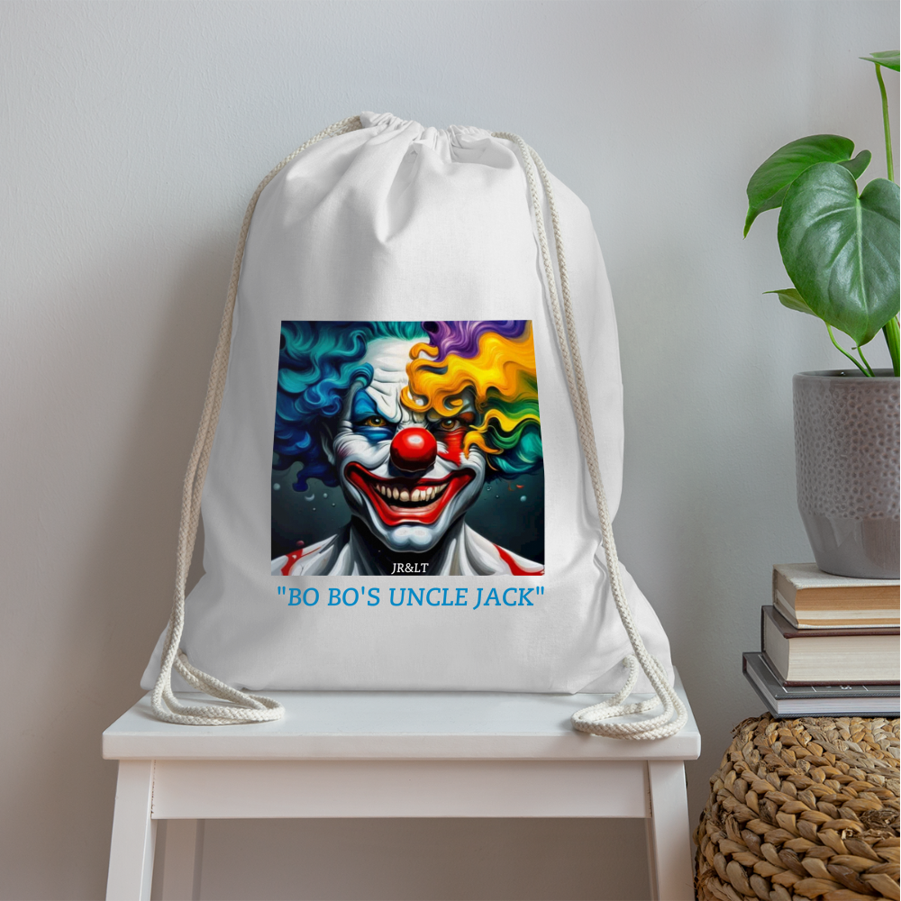 BO BO'S UNCLE JACK!! DRAWSTRING BAG - white